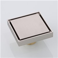 Brushed Nickel Tile Insert Invisible Floor Drain Brass Shower Drainer Grate Waste Square Bathroom Drains Strainers