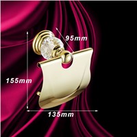 Antique Crystal Diamond Tissue Box Polished Brass Toilet Paper Holder Roll Holder Bathroom Accessories products HG01