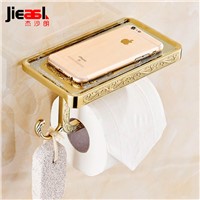 Jsl Bathroom Phone Holder  Frame Multifunctional Bronze Toilet Paper Holder Tissue Box Mobile Rack Golden Bathtub Accessories