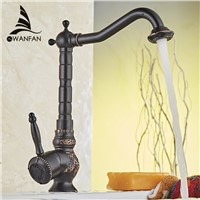 Home Improvement Accessories Black Brass Kitchen Faucet Swivel Bathroom Basin Sink Mixer Tap Crane Cold And Hot Water 10701H