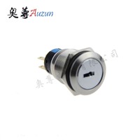 19 mm metal knob switch 3 file normally open 2 long closed with the key switch waterproof rust stainless steel button