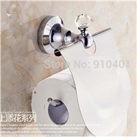 Chrome Brass Roll Toilet Paper Holder Bath Toilet Paper Rack W/ Crystal Hangers