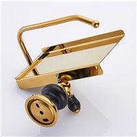 Paper Holders Wall Mounted Brass Gold with Black Decor Roll Holder Toilet Paper Holder Tissue Box Bathroom Accessories XL-66807