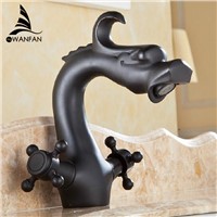 Basin Faucets Dragon Style Bathroom Sink Taps Dual Cross Handle Black Crane Lavatory Classic Oil Rubbed Bronze Cock SY-039R
