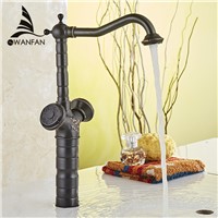 Basin Faucets ORB Bathroom Sink Taps Swivel Rotating High Arch Crane Black Dual Handle Carve WC Washbasin Mixer Cock 10703H