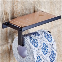 Baianle Wall Mount Stainless Steel Brushed Roll Toilet Paper Holder Bathroom Tissue Holder with Mobile Phone Storage Shelf Rack