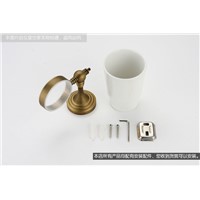 Luxury Brush Tumbler Ceramic Cup Holder Antique Bronze Single Toothbrush Holder Wall Mounted Ceramic Bathroom Accessories