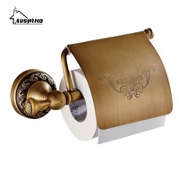 Pvd Ti Flower Gold Plated European Antique Brass Toilet Paper Holder Bathroom Toilet Paper Holder Tissue Holder