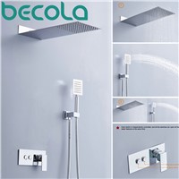 becola new design concealed rain shower set wall mounted chrome luxury brass shower faucet kit B-F1001
