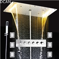 Embed Ceiling Rainfall Showers Set Massage Spray Led Electric Power Bathroom 5 Way Conceal Install Thermostatic Shower Faucets