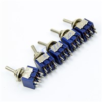 OOTDTY 5pcs/lot 6-Pin DPDT ON-ON Mini Toggle Switch 6A 125VAC Mini Switches