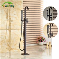 Traditional Oil Rubbed Bronze Swivel Spout Bathtub Faucet Bathroom Shower Mixer Tap with Handheld Shower