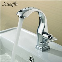 Xueqin Chrome Finish Single Lever Home Bathroom Basin Faucet Spout Sink Cold Water Tap Kitchen Faucet Mixer Tap