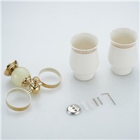 Cup &amp;amp;amp; Tumbler Holders Jade Golden 2 Ceramic-Bathroom Accessories Wall Mounted Bathroom Double Toothbrush Cup Holder HY-33