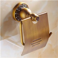 Paper Holders Antique Classic Roll Tissue Holder Brass Bathroom Accessories Paper Holder Home Retro Style Wall Mounted 6210