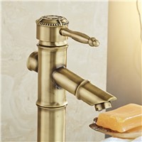 Basin Faucets Bamboo Antique Bathroom Taps Sink Bath Vanity Waterfall Washbasin Deck Mounted Home Decorative WF-18008A
