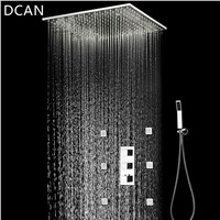 DCAN 20&amp;amp;#39;&amp;amp;#39; Bathroom Shower Accessories Temperature Control Square Mist Shower Sets Ceiling And Handheld Shower &amp;amp;amp; 2 Inch Body Jets