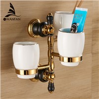 Cup &amp; Tumbler Holders 3 Cup Holder Toothbrush Adjustable 3 Porcelain Wall Mounted Cup Rack Bathroom Accessories XL66836