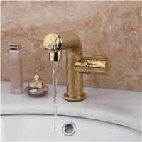Luxury New Bathroom Basin Sink Faucet Contemporary  Bathroom Gold Brass Faucets Stream Spout Deck Mount Mixer Taps