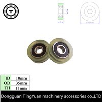 5PCS TPU 6000RS ball bearing cash counting machine sliding drawer roller wheels 10*35*11mm OD 35mm PU rubber roller forming ID10