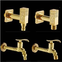 New Style Gold Dragon Carved Bibcock Faucet Brass Bathroom Washing Machine faucet Bibcocks Outdoor bathroom mixer garden faucet