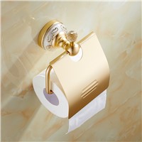 Champagne Gold Matte Toilet Paper Holder Aluminum Toilet Paper Holder With Crystal Wall Mounted Bathroom Accessories Set