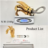 Luxury  Swan Basin Faucet Sink Mixer Tap Bathroom Faucets Brass Faucets Golden Finish Antique Water Taps