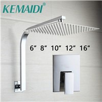 KEMAIDI Bathroom Rainfall Shower Head Wall Mouned Swivel Panel Mixer Taps Bathtub Shower Faucets Set Chrome Finish