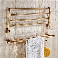 Wholesale And Retail New Design Wall Mounted Towel Shelf Basket Wall Mounted Brass Antique Towel Rack