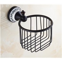 Copper antique bathroom paper holders wall mounted, Black toilet tissue basket cosmetic storage box Brass paper shelf rack
