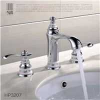 HBP 3 PCS Luxury Chrome Brass Bathroom Faucet Vanity Sink Lavatory Basin faucets Mixer Tap Cold Hot Water taps Three Hole HP3207