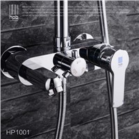 HBP Chrome Brass Bathroom Shower Set Rain Fall 8 inch Shower Head Exposed Bath Mixer Tap Tub Faucet torneira banheiro HP1001