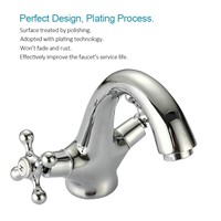 fiE Silver Bathroom faucet Dual Handle Vessel Sink Mixer Tap Hot and cold separation switch