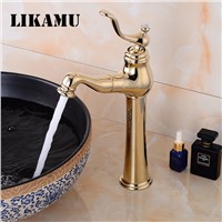 Basin mixer Brass Copper Pull out Basin Faucet Gold sink Faucet Pull Out spray spout Hot &amp; Cold Water Tap
