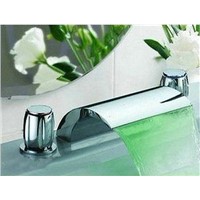 Deck-mounted Widespread Chrome 3 Pcs Bathroom Faucet Lavatory Basin Sink Mixer Tap