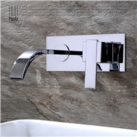 HPB Wall Mounted Contemporary Brass Waterfall Bathroom Sink Faucet Single Handle Bathtub Mixer Tap torneira banheiro HP3307