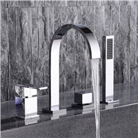 HPB Chrome Brass Bathtub Faucet Mixer Tap With Handheld Shower Head Deck Mounted Bathroom 4 pcs Bath Mixer Tap Set HP5305
