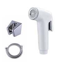 White Toilet ABS Handheld Bidet Shattaf Cloth Diaper Sprayer W/ Hose &amp;amp;amp; Holder