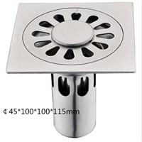 100*100*115mm Polished SUS 304 Stainless Steel Floor Drain Deodorization Square Shape Chrome Plate Bathroom Accessories