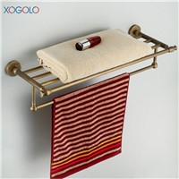 Xogolo Copper Polished Chrome Double Layer Antique Brief Wall Mounted Bathroom Towel Rack Towel Holder Accessories