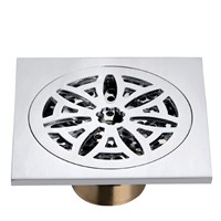 Modern Shower Drain Brass Art Carved Flower Sink Drain Cover Bathroom Sanitary Square Shower Floor Drain Swallet Device Hardware