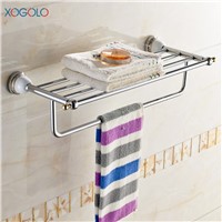 Xogolo Copper Polished Chrome Jade Mosaic Towel Rack For Bathroom Double Layer Fashion Bath Towel Hanger Accessories