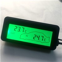 LCD Digital Car Thermometer Mini Car Interior Exterior Temperature Meter Green Backlit 12V Vehicles Termometro 1.5M Cable Sensor