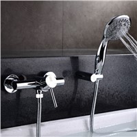 HPB Chrome Brass Bathroom Wall Mounted Shower Faucet Bath Bathtub Mixer Tap Handheld Shower Head Cold Hot Water taps HP5401