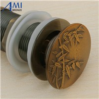 Carved Bathroom Basin Sink Drainer Push Down Pop-up Drain Overflow/Non-overflow water waste stopper Assembly