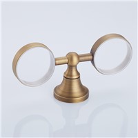 Classical Bathroom Toothbrush Cup Holder Double Ceramic Cup Solid Brass Cup Holder Antique Brass