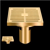 BOCHSBC Thick Brass Shower Drains Deep Water Seal Floor Drain Shower Bathroom Shower Insect Washing Machine Balcony Square