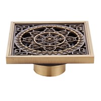 Wholesale And Retail Promotiom Euro Style Antique Brass Flower Carved Art Drain Bathroom Shower Waste Drainer