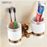 Bathroom Accessories Bekerhouder Toothbrush Holder Cup Kit Banheiro Brass Ceramic Cup double wall base bath porta cepillo