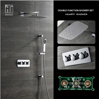 HIDEEP Solid Brass Bathroom Shower Set Accessories Hot and Cold Water Mixer Ceiling Shower Head and Rainfall Shower